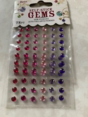 DARICE SELF-STICK GEMS TWO SHEETS GEMSTONE MULTI-COLOR DOTS 7MM MIXED ROUNDS 78P