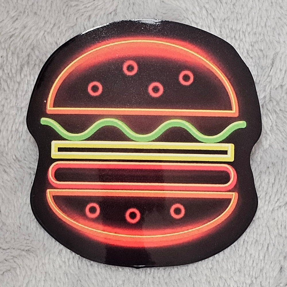 Neon Burger Sticker Black Red Green Die Cut Food Decal Laptop Tumbler