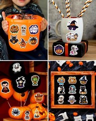 100 Pcs Halloween Party Favors Stickers Waterproof Decals for Water Bottles