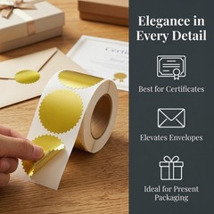 300 Pack 2 Inch Round Gold Foil Seal Stickers for Certificates Sealing Labels