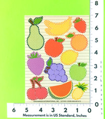 Vintage Fruit Sticker Sheet Pear Orange Apples Grapes Lemon Bananas Cherries