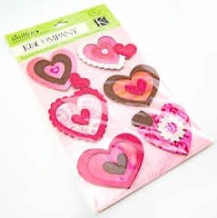K&Company Dimensional Stickers Smitten Chipboard Hearts 8pc Set