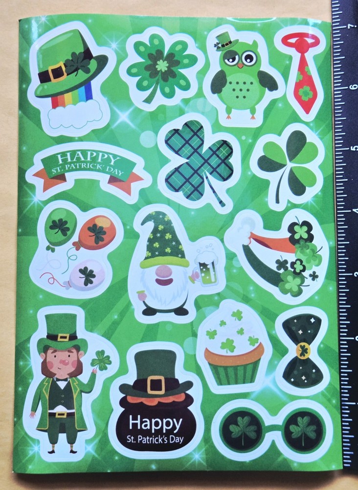 St Patrick’s Day Sticker Single Sheet (5×7″). Vinyl/ Waterproof.