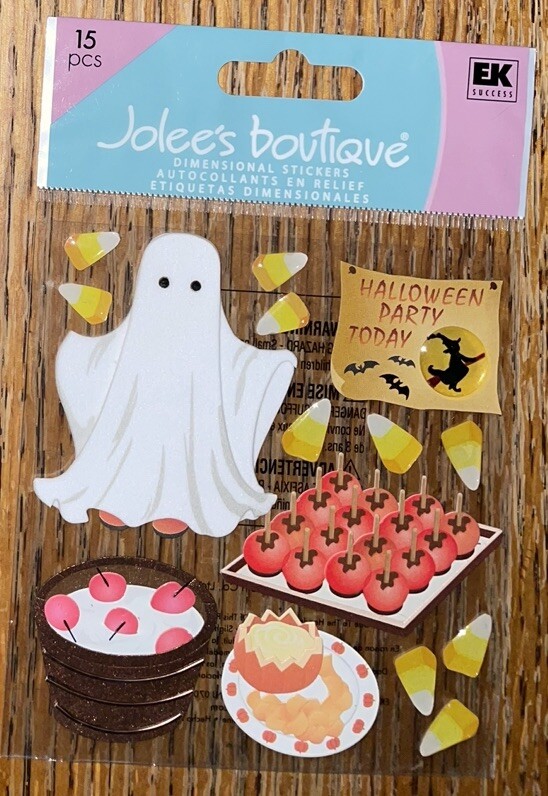 RARE JOLEES School PARTY HALLOWEEN Costume GHOST Candy Apples SCRAPBOOK STICKERS