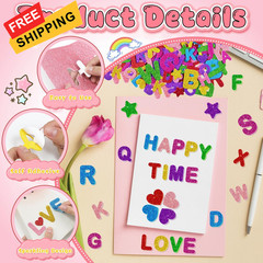 Glitter Foam Letter Stickers, 448 PCS Self-Adhesive 3D ABC 1.5″, Multicolored