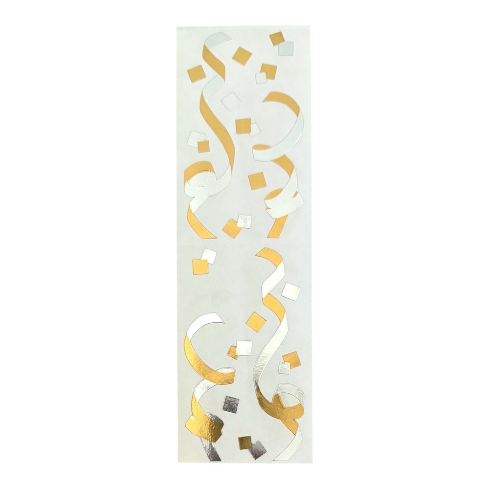 Mrs. Grossman’s Stickers 1 Strip Ribbons Confetti Shiny Silver Gold 1987 Retired