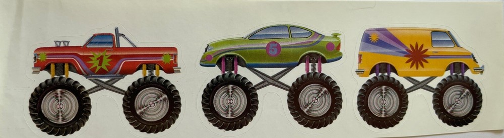 MONSTER-TRUCK Stickers(3pc) Car•Van•Big Tires•Raised •Automobiles•Driving•Shows•