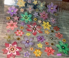 Crafts Stickers Colorful Flowers Gold Trim Multicolor Scrapbook Reading Journal