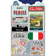 Stickers 3D Italy Venice Rome Stamp Map Flag Leaning Tower Pizza Wine Florence