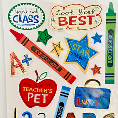 ~NEW~»BACK TO SCHOOL» Bus+Crayons+Stars+Teacher’s Pet+Lunch Scrapbook Stickers