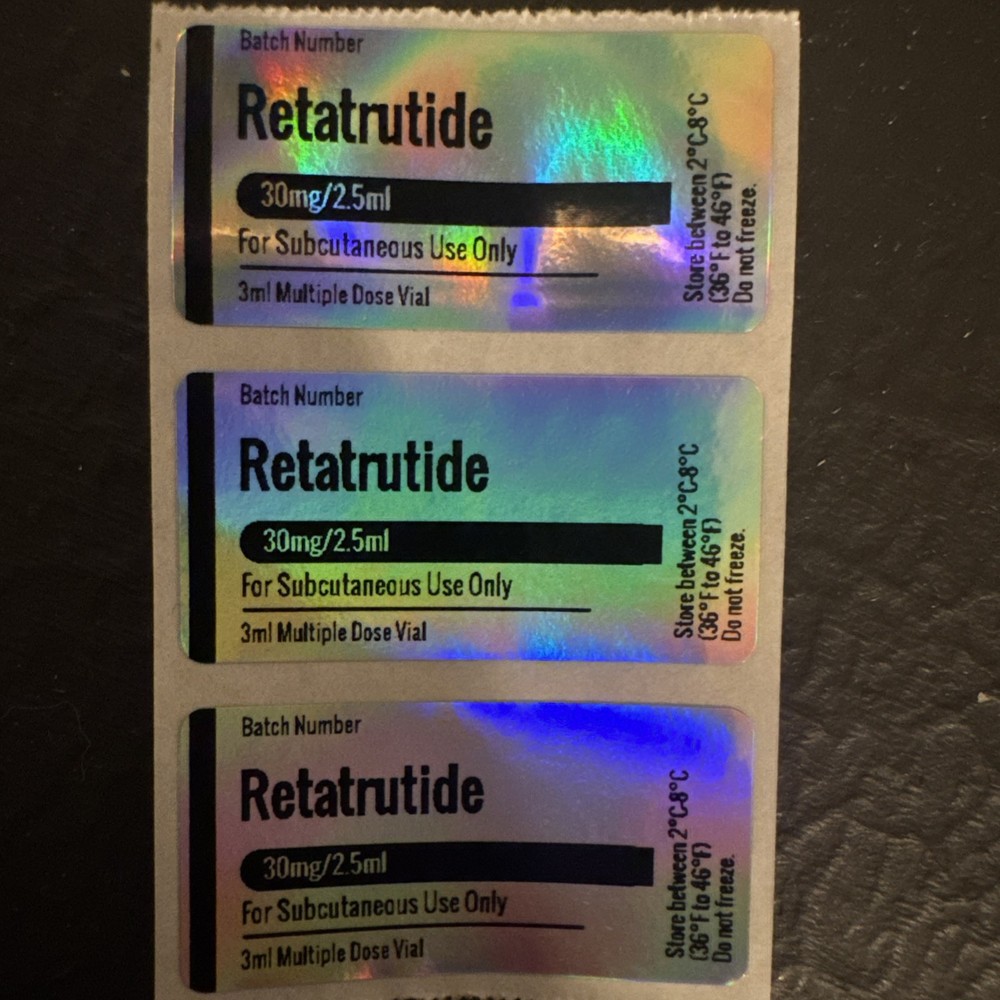 Customizable Holographic Peptide Vial Labels for 3ml Vials- Set of 20 labels!