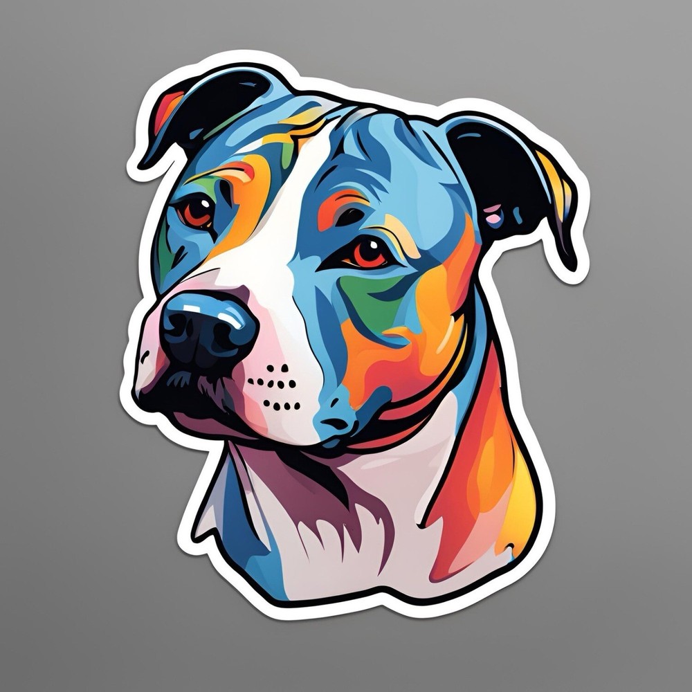 3×1.5” Colourful Staffy Dog AMAZING STICKER!