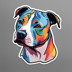 3×1.5” Colourful Staffy Dog AMAZING STICKER!