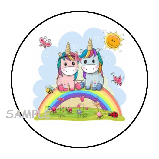 30 CUTE RAINBOW UNICORN ENVELOPE SEALS LABELS STICKERS 1.5″ ROUND