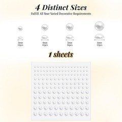 Pearl Stickers Self Adhesive Hair Pearls Gem White Jewel Sticker for Making H…