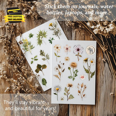 450 Pcs Flower Stickers for Scrapbook Supplies, Dried Pressed Flowers Scrapbook,