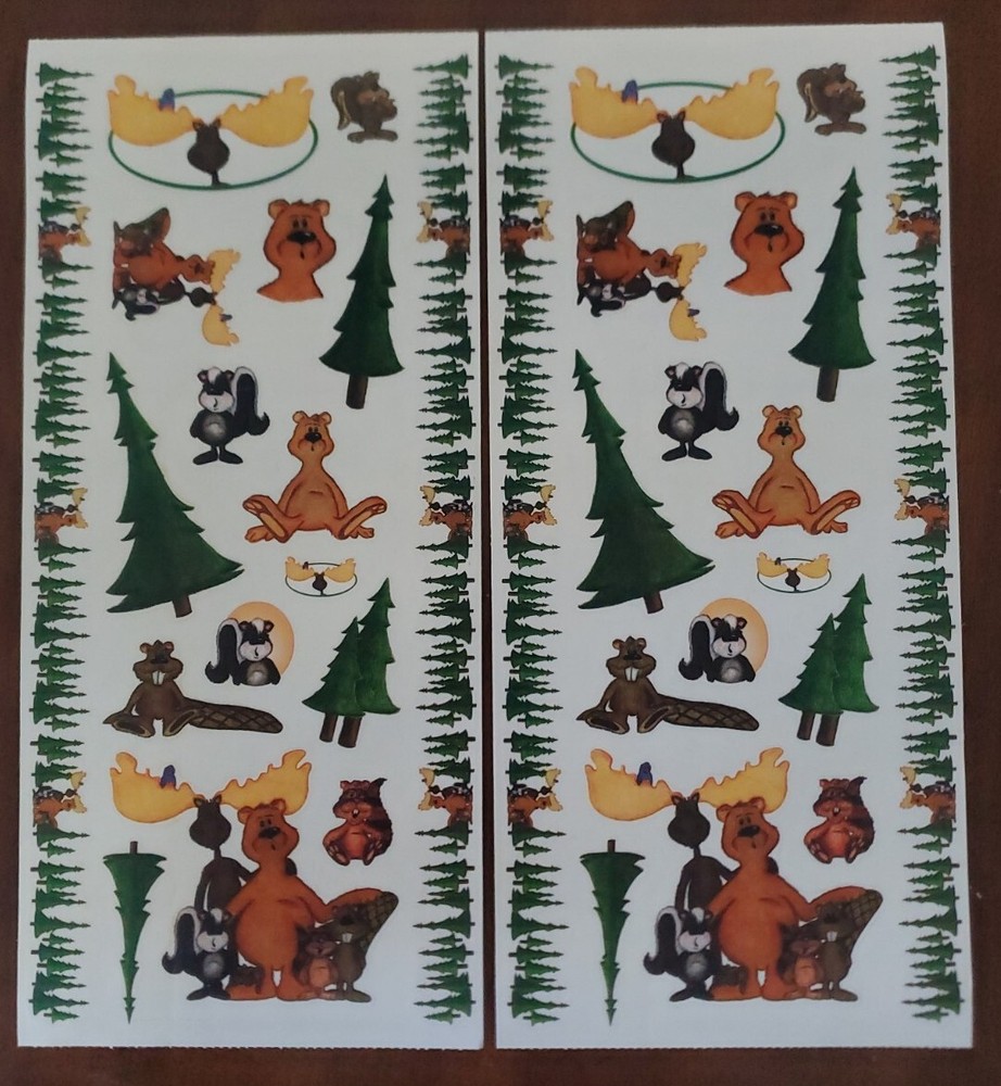 FOREST FRIENDS scrapbooking large sticker sheets, Persnippity Designs, 2 sheets