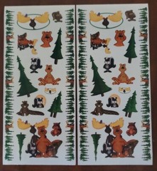 FOREST FRIENDS scrapbooking large sticker sheets, Persnippity Designs, 2 sheets