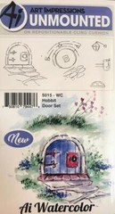 New ART IMPRESSIONS Rubber Stamp cling Watercolor HOBBIT DOOR SET