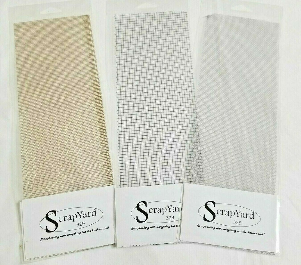 NEW Lot 3 Scrapyard 329 Wire Mesh Scrapbook Embellishment Black Silver Gold -F
