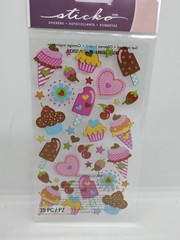 Sweet Heart Sweets Sticker Sheet Ice cream Cupcakes Sticko