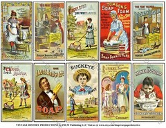 Advertising, Vintage Trade Card Tags, Antique General Store, 2 Sticker Sheets
