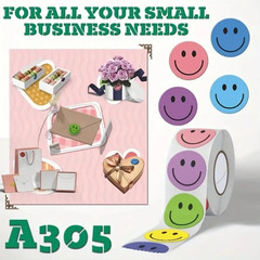 1 Roll 500pcs Smiling Face Round Paper Stickers for Teachers Rewards & Gifts