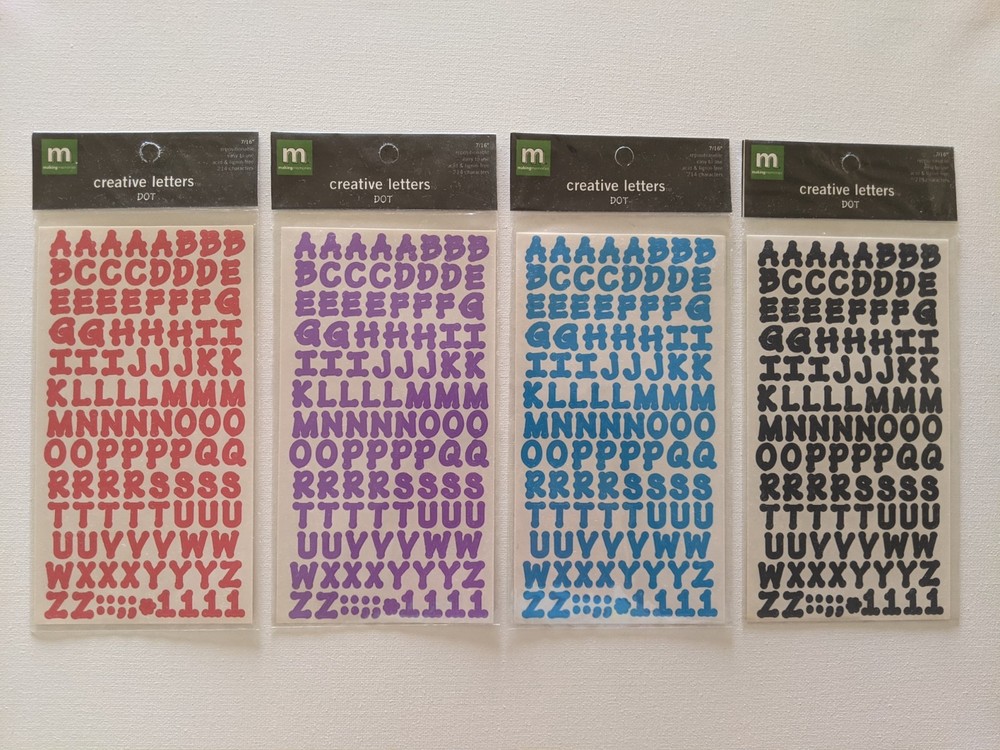 4 Creative Letters Dot Red Purple Teal Navy Blue 7/16″ Repositionable Stickers