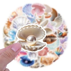 60PCS Sea Shell Stickers Aesthetic PET Transparent Conch Sticker Clamshell Pe…