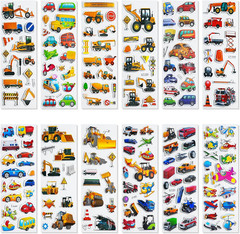 400+ Cars and Truck Stickers for Kids, 24 Sheets Construction Birthday Party Fav