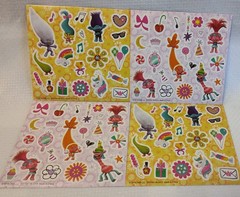 Vintage DreamWorks Trolls (4) Sticker Sheets*4″x4″ New OS 2018 *I*