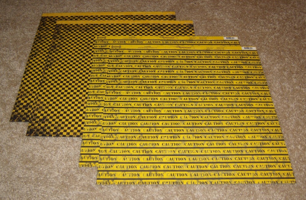 Reminisce 12×12 Double Sided Cardstock Paper(4) ~ Road Signs……Caution Sign