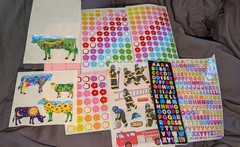 Vintage Sandylion Stickers Lot Partials/ Flawed Flowers Cows Alphabet Fireman