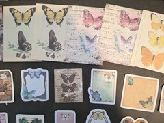 Retro Material Pack 100 Pc Scrapbooking JJ Supplies Butterfly Dance Chapter