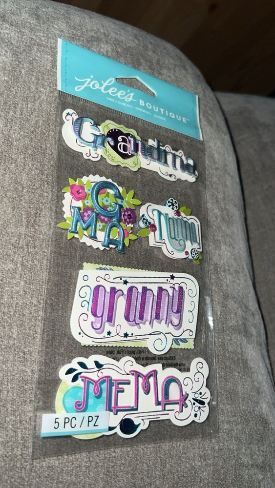 RARE Jolees GRANDMA WORDS Nana Granny Mema G-Ma Titles Gammy Scrapbook Stickers