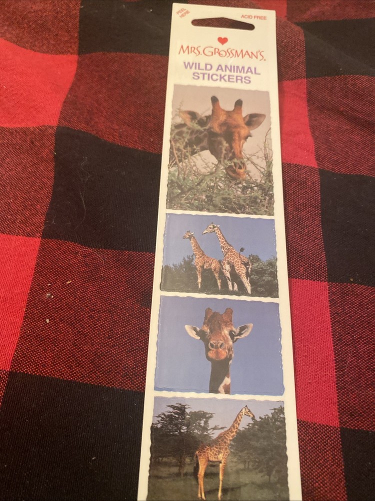 Mrs. Grossman’s Wild Animal Stickers -giraffe 4 Stickers – 1 Strip – Photo Real