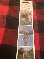 Mrs. Grossman’s Wild Animal Stickers -giraffe 4 Stickers – 1 Strip – Photo Real