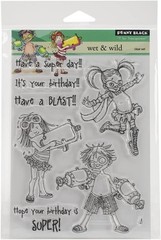 New Penny Black Rubber Stamp clear WET & WILD CHILDREN BIRTHDAY free USA ship
