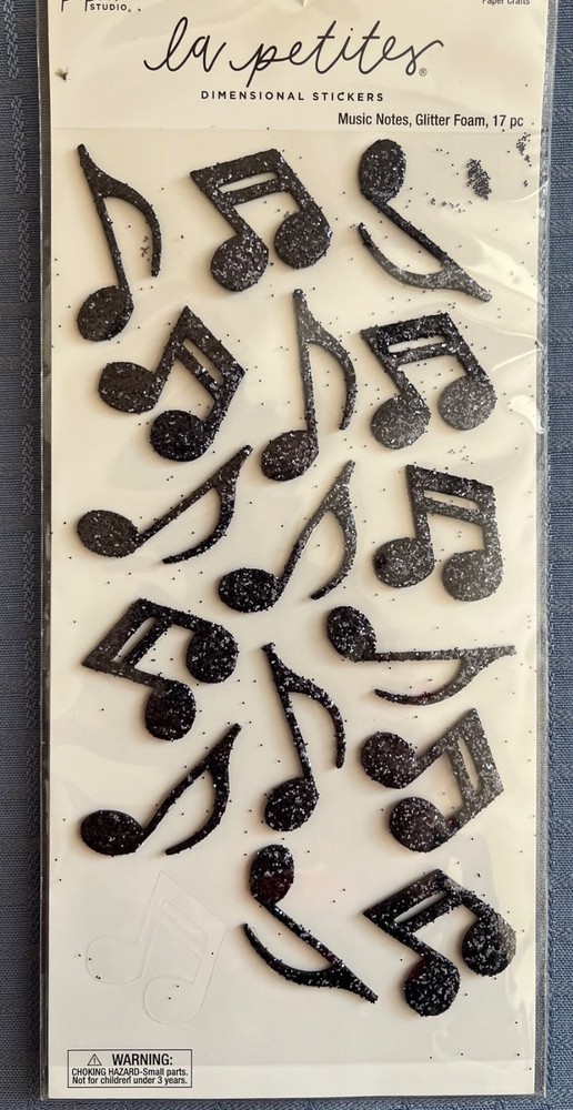 la petite dimensional glitter foam stickers Musical Notes black