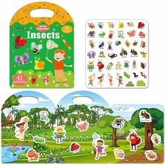 Reusable Sticker Books, Waterproof Stickers, Travel Essentials with Insect Theme