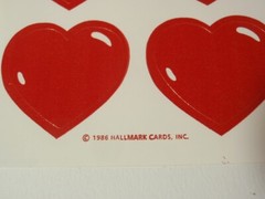 Lot 9 Sheets Vintage Hallmark Valentine Stickers: Hearts, Red Foil, Teddy Bear