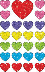 Sparkle Hearts Stickers, 100 Count