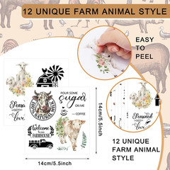 12 Sheet Farmhouse Rub on Transfer for Furniture and Crafts Rustic Animals Lette