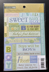 STUDIO 112 Embossed Glitter Stickers BABY BOY Words & Phrases 2 Sides see pics