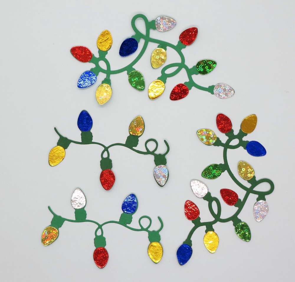 Christmas Lights Die Cut 4 Pc Scrapbooking Cardmaking Cardstock Embellishment