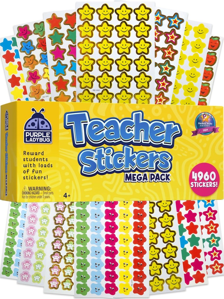 PURPLE LADYBUG Teacher Stickers for Students – 4960 Reward Stickers for Kids …