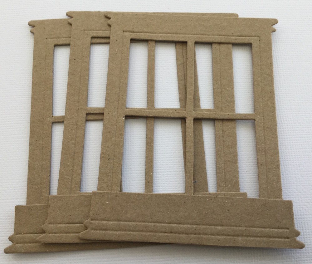 {4} WINDOW FRAME Bare Window Box – Vintage Chipboard Die Cuts – 3 1/2″ x 4 1/4″