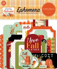 1 Pack of Carta Bella Paper WELCOME AUTUMN Ephemera Pieces (CBWA138024)