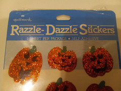 Vtg Hallmark Halloween Razzle Dazzle Glitter Sticker Sheet in Orig Sealed Pack