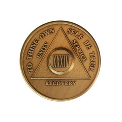 34 Year AA Medallion Traditional Bronze Raised Center Sobriety Token Chip